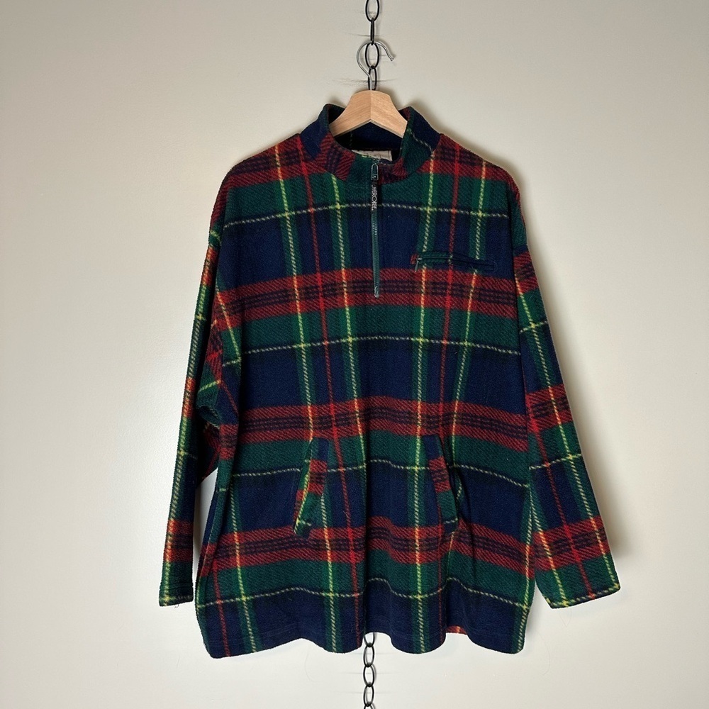 Vintage Cherokee Plaid 1/4 Zip-up Fleece Size XL